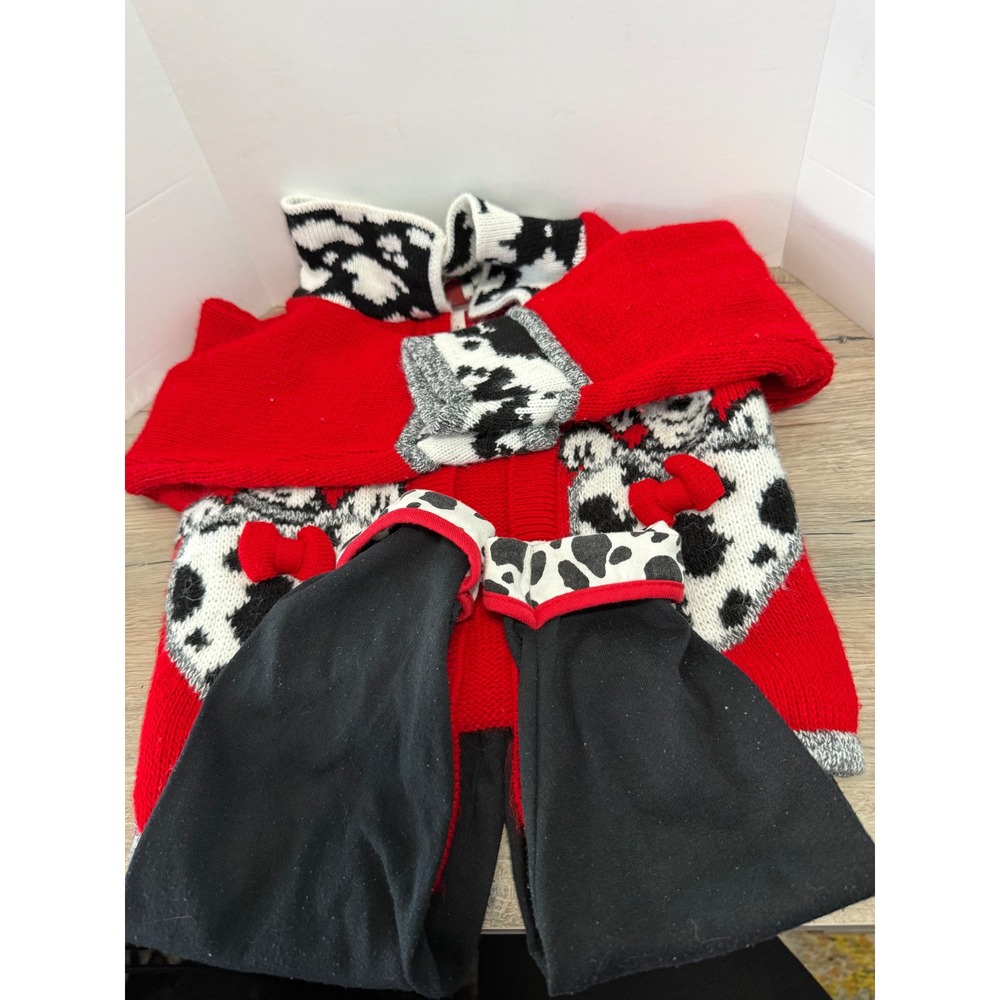 Vintage Disney 101 Dalmatians Cardigan Heart Bone Sweater & Pants Set Kids‎ 3T